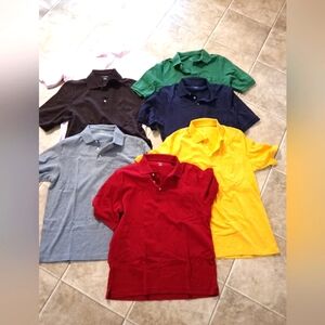 Lot of 7 men's size medium 100 percent cotton Land's End polo shirts